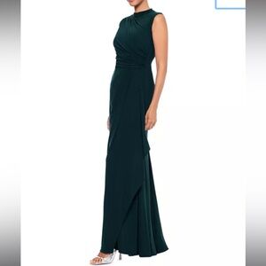 Bloomingdale’s Aqua brand Sleeveless Dark Green Evening Gown pine color